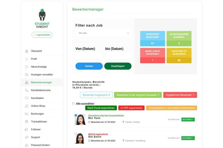 Screen-Bewerbermanager